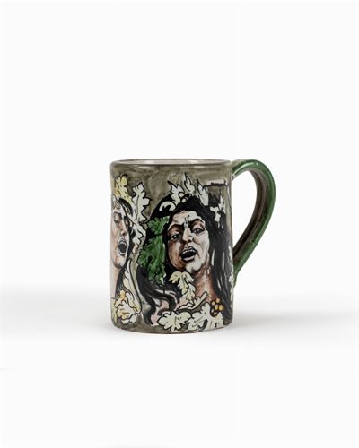 Bicchiere con le Baccanti, maiolica