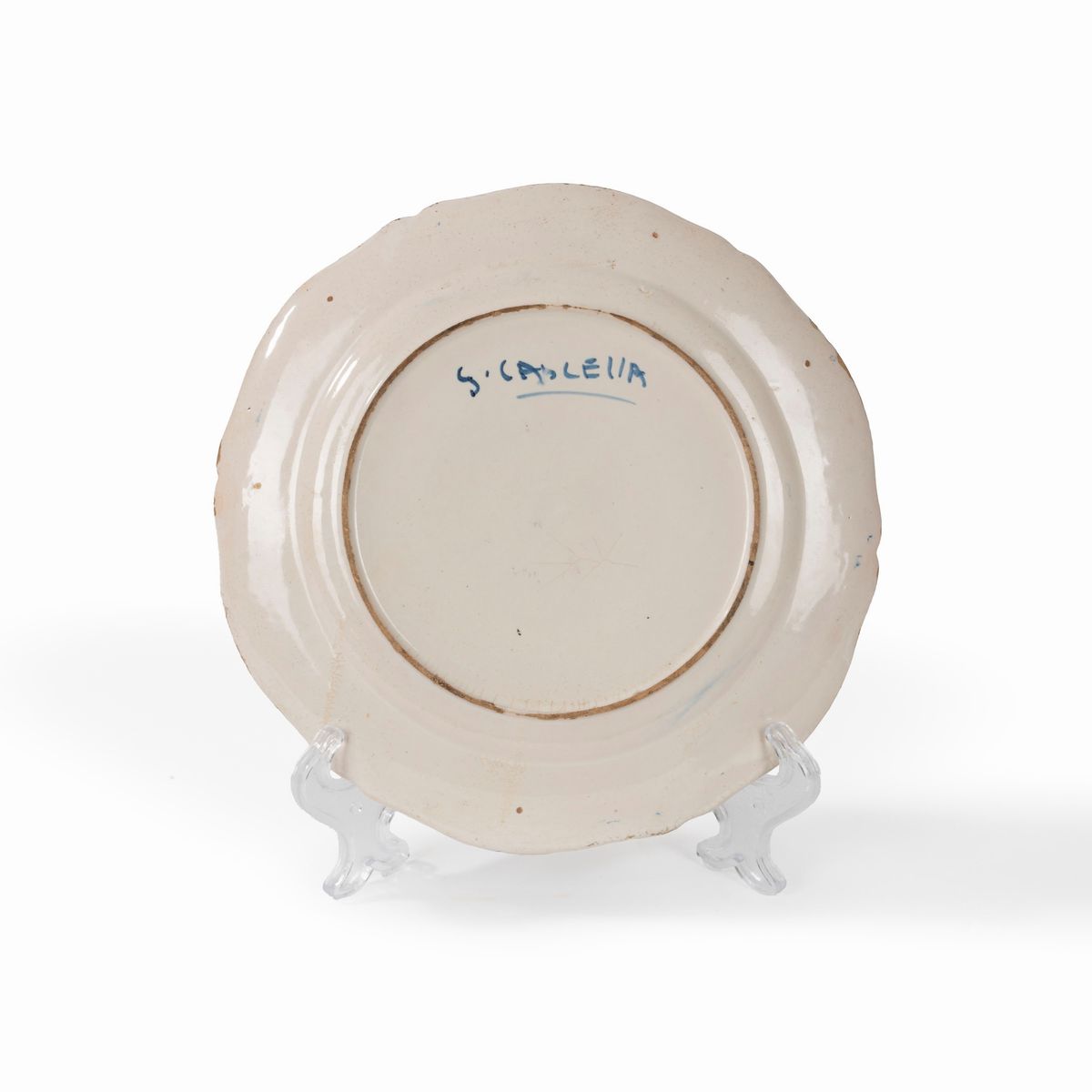 Gioacchino Cascella - Piatto sagomato con cardi, maiolica, diametro cm 20,3