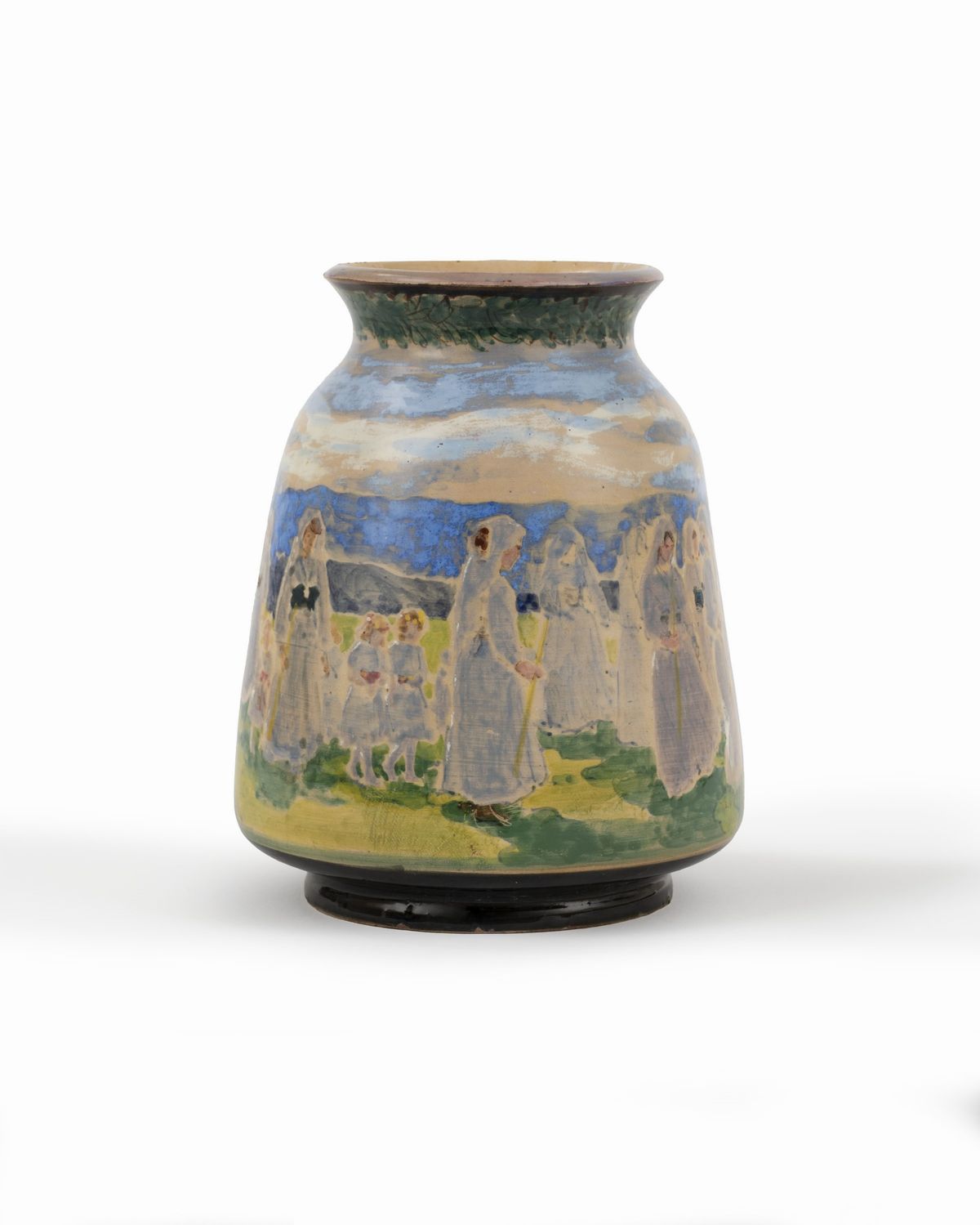 Tommaso Cascella - Vaso con processione in Abruzzo, maiolica, 1922