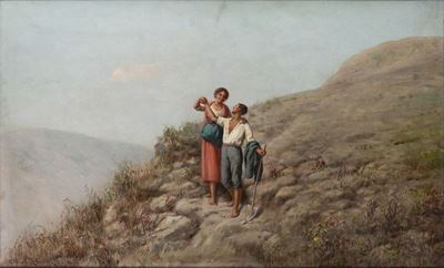 Idillio, olio su tela