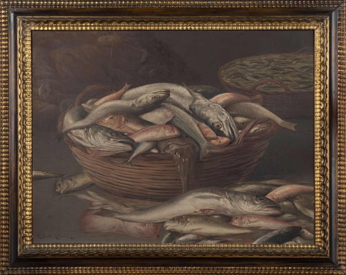 Raffaello Celommi - I doni del mare, olio su tela
