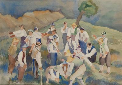 Raduno - acquarello su cartoncino, 1928