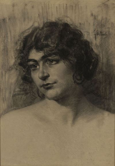 Ritratto femminile, carboncino su cartoncino