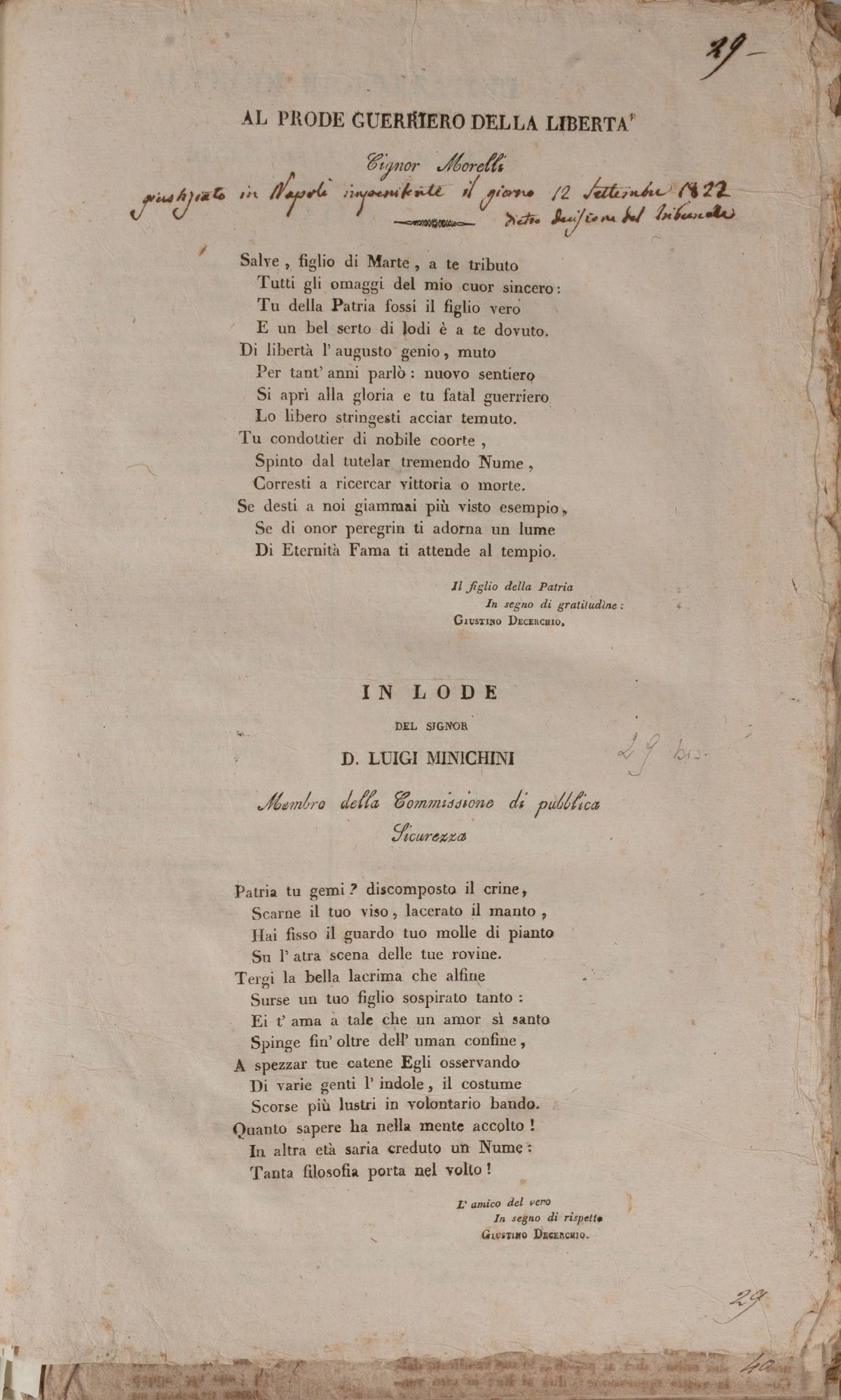 Miscellanea Politica. Moti Popolari 1820 - 1821. Raccolta di Editti, Proclami, Ordinanze, Comunic...