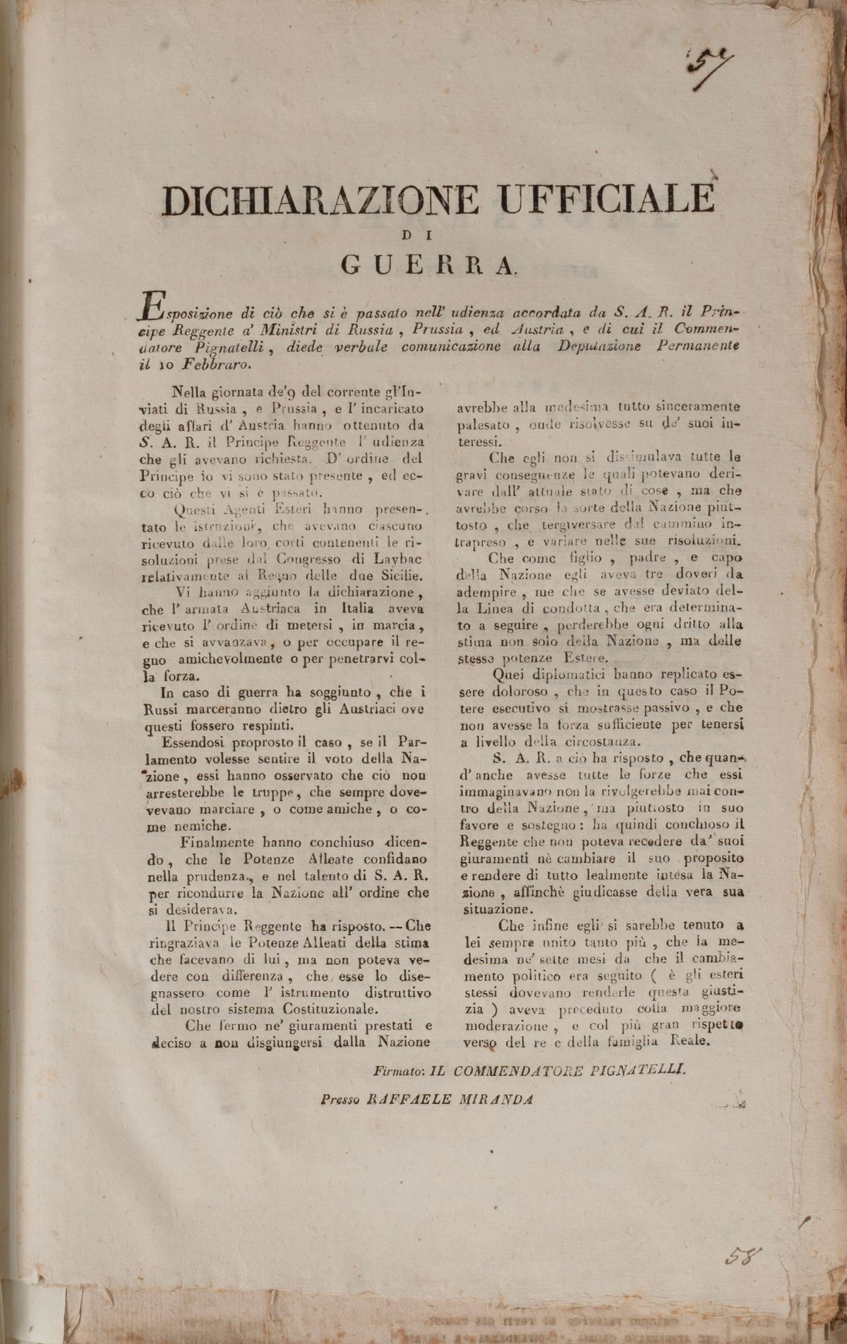 Miscellanea Politica. Moti Popolari 1820 - 1821. Raccolta di Editti, Proclami, Ordinanze, Comunic...