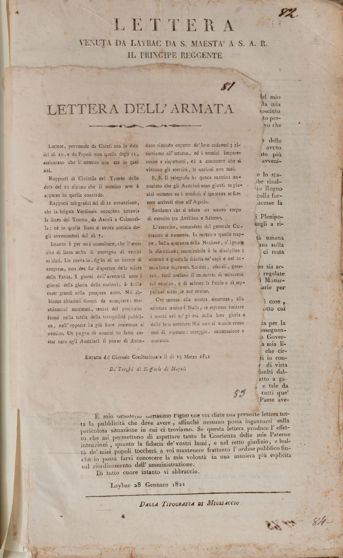 Miscellanea Politica. Moti Popolari 1820 - 1821. Raccolta di Editti, Proclami, Ordinanze, Comunic...