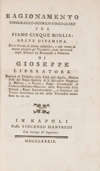 Ragionamento Topografico - Istorico - Fisico - Ietro su Piano Cinque Miglia. della Strada di Mino...
