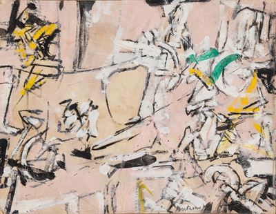 Interno, tempera su carta applicata su tela
