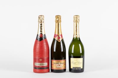 Selezione di Champagne: Piper Heidsieck Brut, Duval Leroy Rosé De Saigne, Joseph Perrier Brut (3 ...