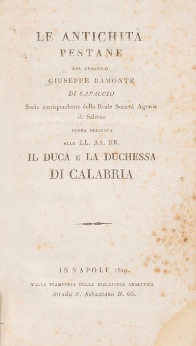 Le Antichità Pestane, Napoli, 1819