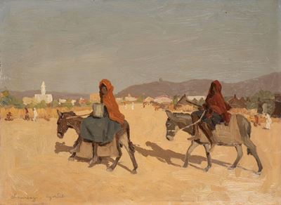 Eritrea, veduta di Agordat, olio su legno