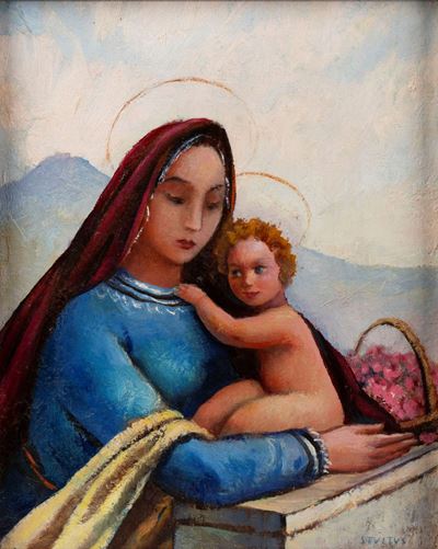 Madonnina dei fiori, olio su legno
