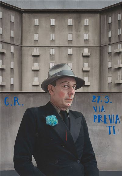 Via Previati - tecnica mista e collage su cartoncino
