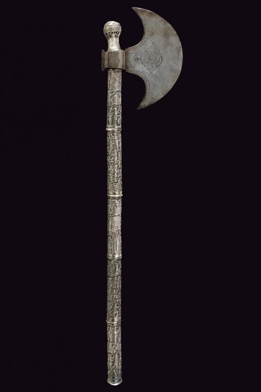 Bellissima Ascia D'onore con Fornimenti in Argento - Indopersia