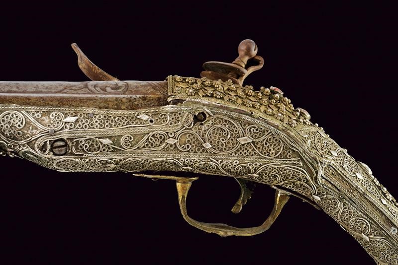 Pistola a Pietra Focaia con Fornimenti in Argento - Turchia