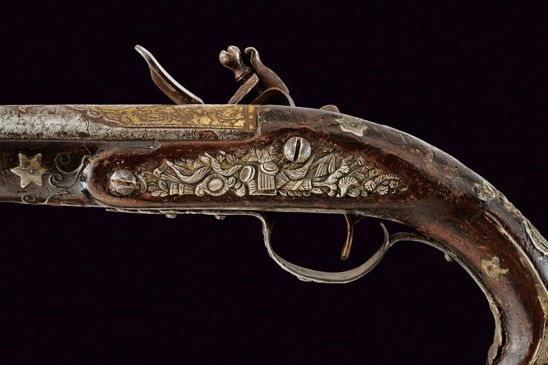 Pistola a Pietra Focaia con Fornimenti in Argento - Turchia