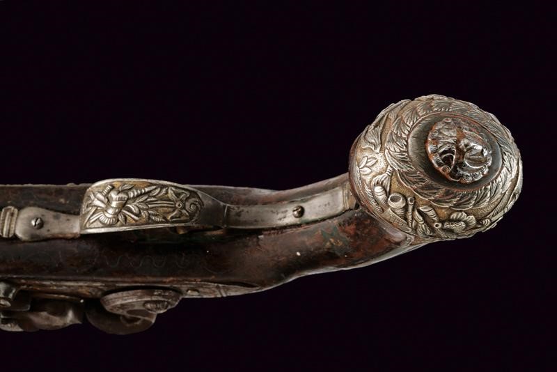 Pistola a Pietra Focaia con Fornimenti in Argento - Turchia
