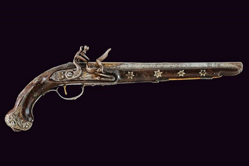 Pistola a Pietra Focaia con Fornimenti in Argento - Turchia