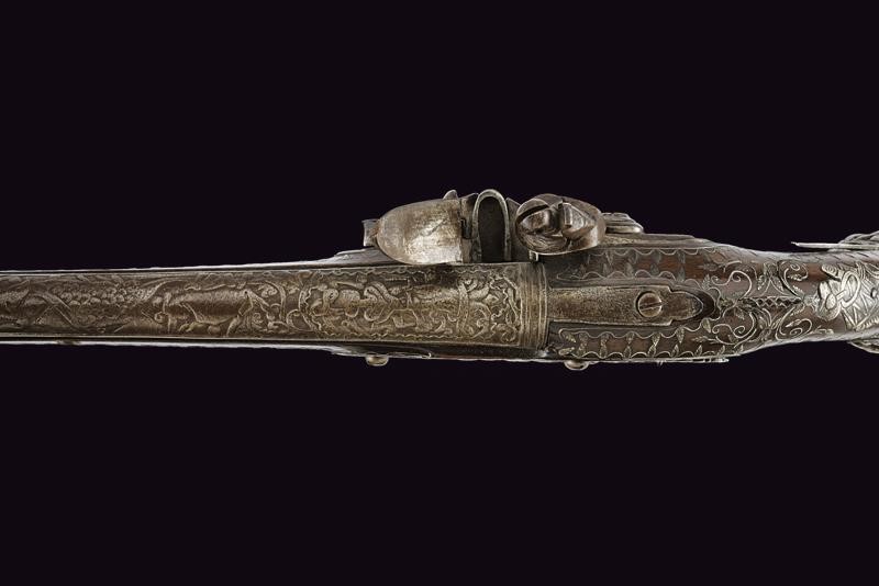 Pistola a Pietra Focaia con Fornimenti in Argento - Francia