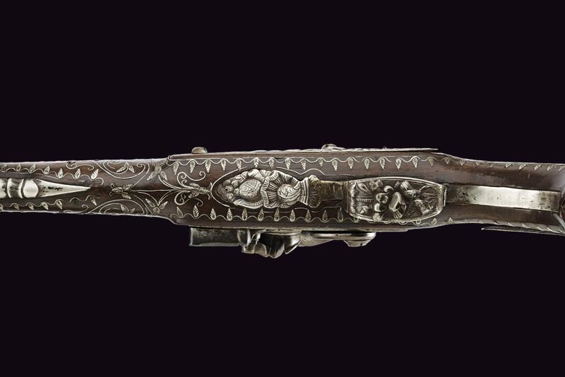 Pistola a Pietra Focaia con Fornimenti in Argento - Francia