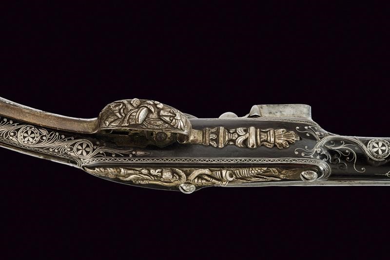Pistola a Pietra Focaia con Bellissime Decorazioni in Argento - Turchia