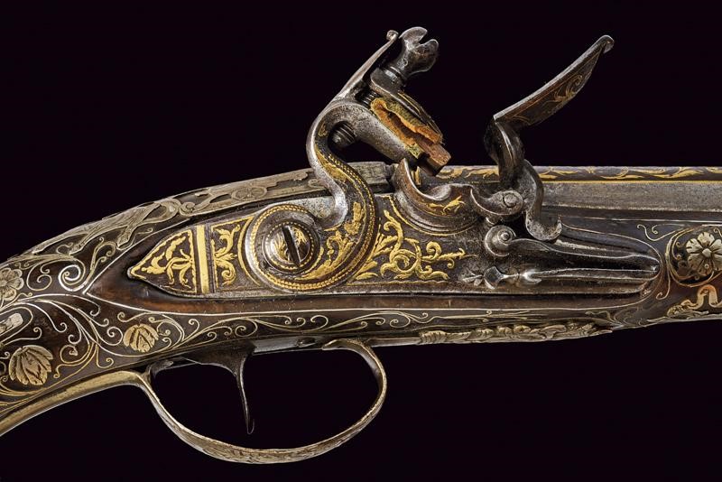 Bellissimo Paio di Pistole a Pietra Focaia con Fornimenti in Argento - Turchia
