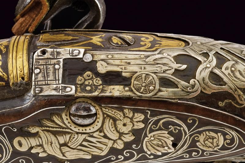 Bellissimo Paio di Pistole a Pietra Focaia con Fornimenti in Argento - Turchia