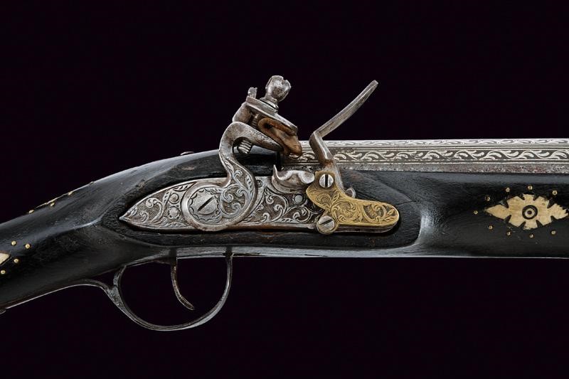 Trombone a Pietra Focaia con Canna Ageminata in Argento - Africa del Nord
