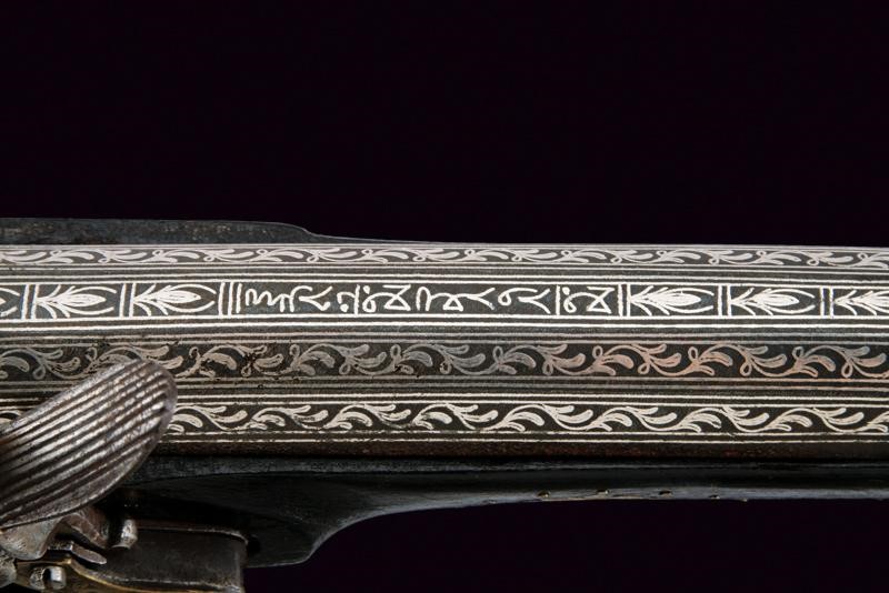 Trombone a Pietra Focaia con Canna Ageminata in Argento - Africa del Nord