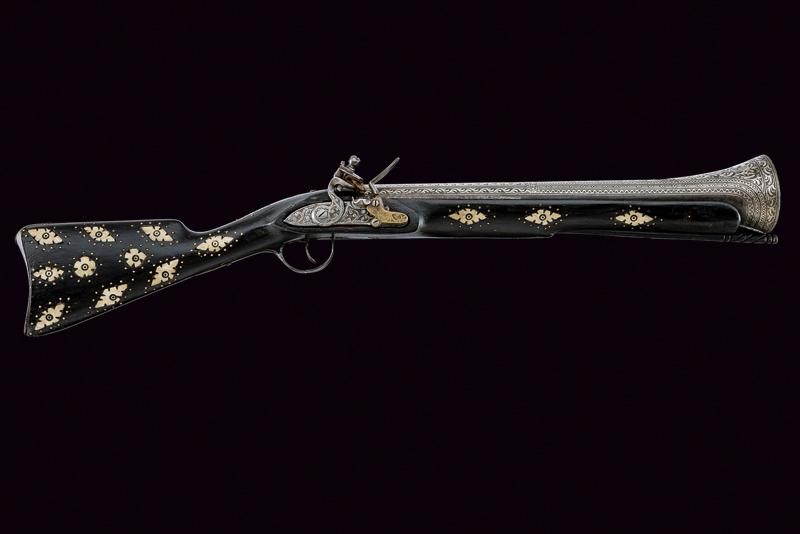Trombone a Pietra Focaia con Canna Ageminata in Argento - Africa del Nord