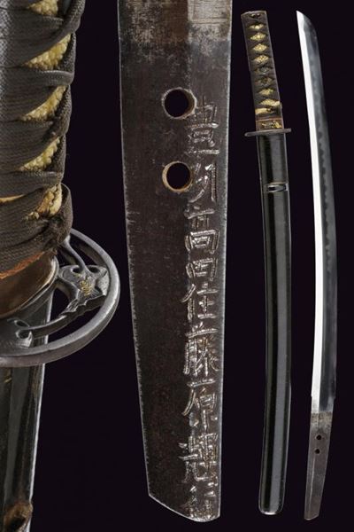 Wakizashi con Firma Hoshu Takada Fujiwara No Ju Teru Yuki - Giappone