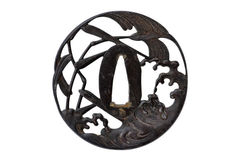 Tsuba Firmata Choshu Ju Tomo Mitsu Saku - Giappone