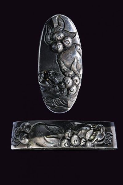 Fuchi-kashira con Koma Inu - Giappone
