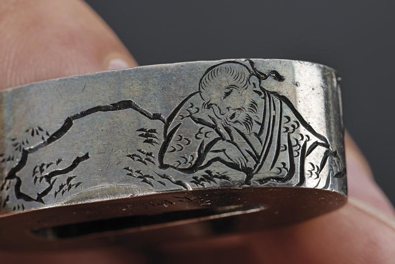 Fuchi-kashira con Firma Ishiguro Masayoshi con Kao - Giappone