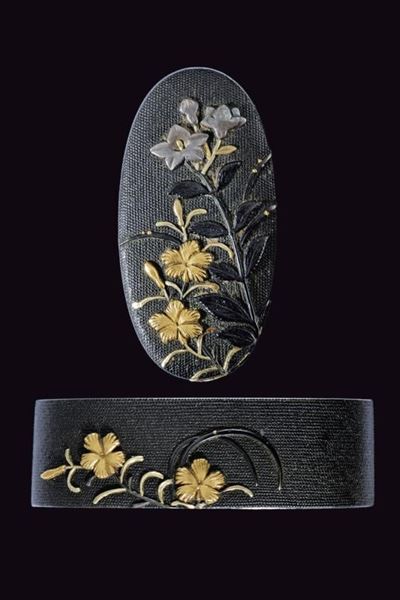 Fuchi-kashira con Firma Mitsuyuki con Kao - Giappone