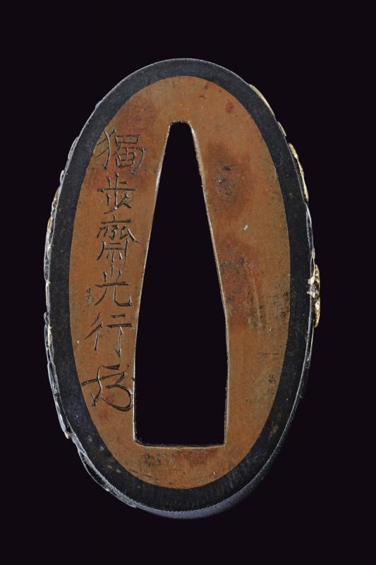 Fuchi-kashira con Firma Mitsuyuki con Kao - Giappone