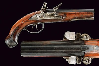 Pistola a Pietra Focaia a Due Canne di Lepage - Belgio