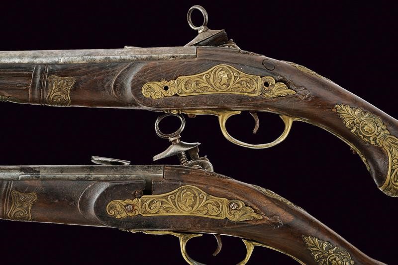 Interessante Paio di Pistole a Pietra Focaia alla Micheletta - Napoli o Spagna
