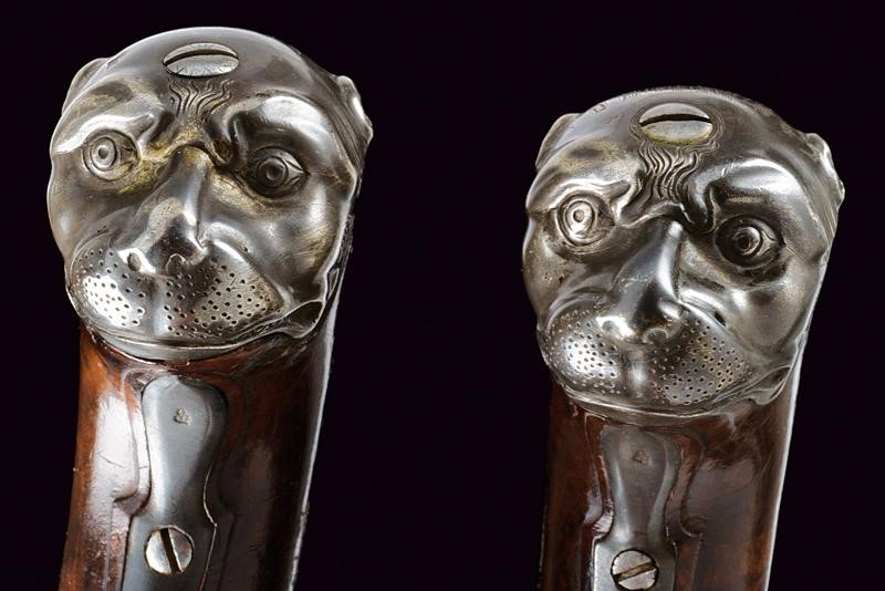 Bellissimo Paio di Pistole a Pietra Focaia con Fornimenti in Argento di Gignau - Francia