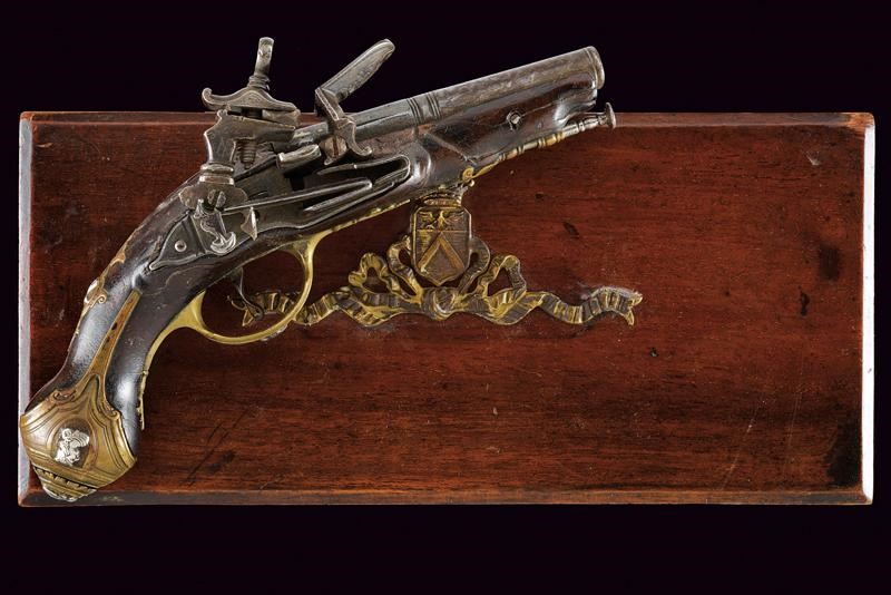 Fine Pistola da Viaggio alla Micheletta a Pietra Focaia - Italia Settentrionale