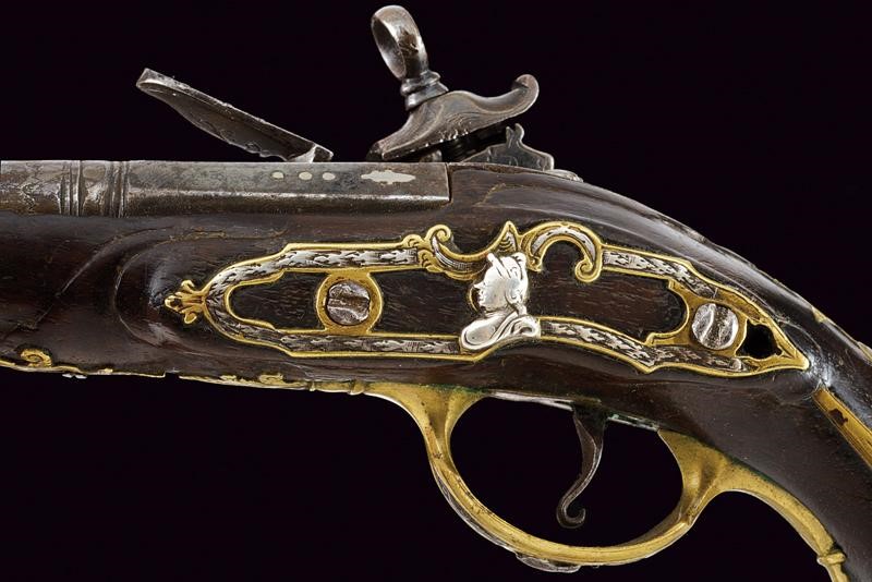 Fine Pistola da Viaggio alla Micheletta a Pietra Focaia - Italia Settentrionale