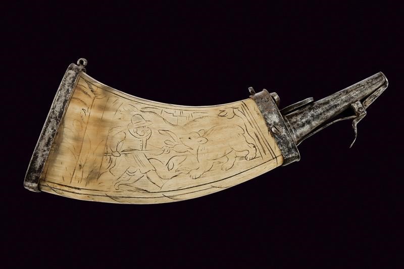 A fine cow-horn powder flask - Germany | Rare and Fine Antique Arms ...