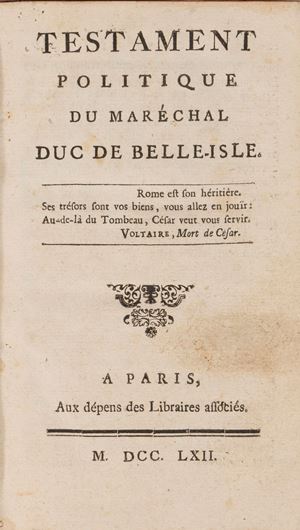 Testament Politique du Marechal Duc De Belle-Isle