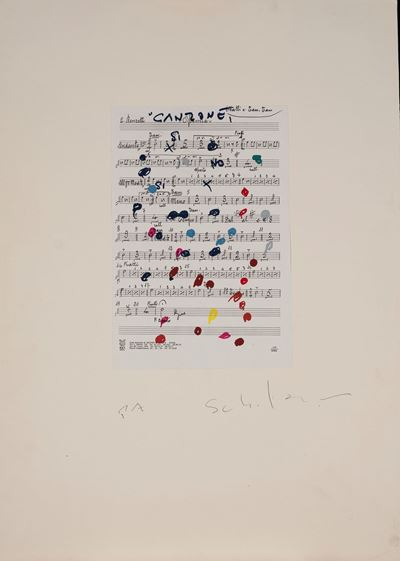 Canzone - serigrafia e collage su carta