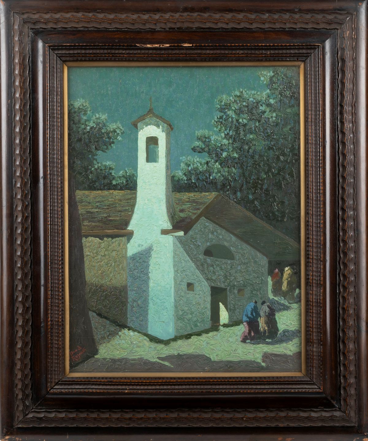 Don Angelo Rescalli - La Chiesina della Valle, olio su legno