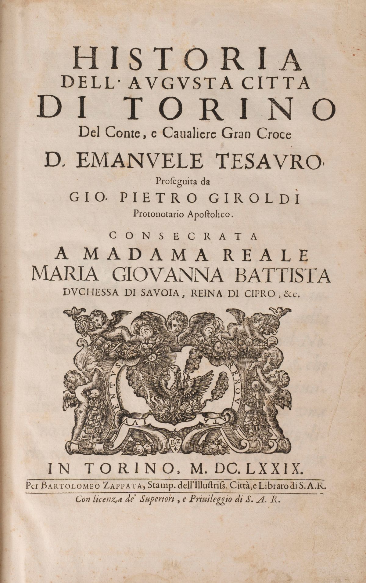 Tesauro, Emanuele - Historia Dell'augusta Citta di Torino