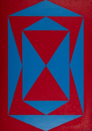 Untitled (Motivo della clessidra rosso e azzurro)
