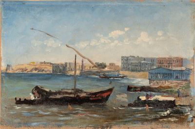 Porto mediorientale, olio su tela (1874)