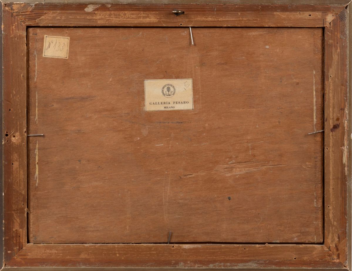 Cesare Monti - Scorcio di Milano, olio su legno