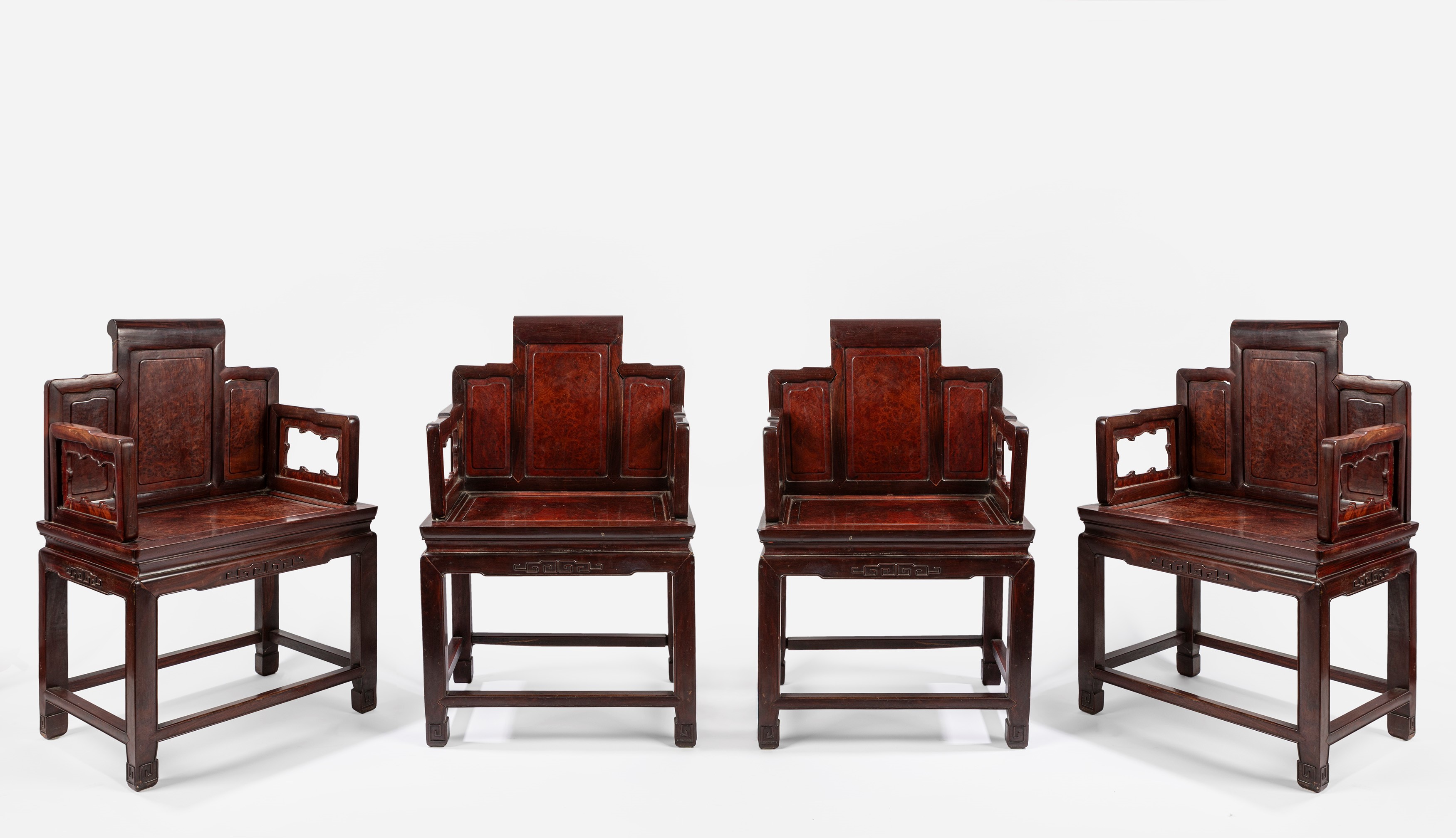 Four red wood chairs. China, early 20th century | Furniture